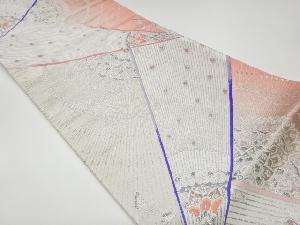 リサイクル　変わり孔雀模様織出し袋帯